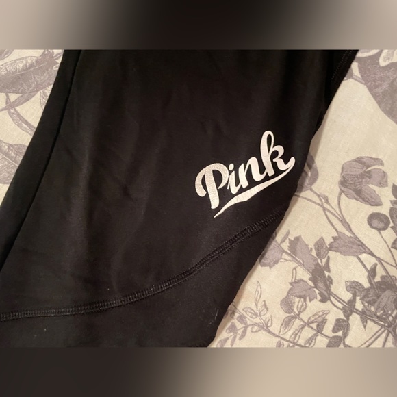 PINK Victoria's Secret Black High Waist Leggings Side Mesh Panel Size Large - Picture 5 of 10